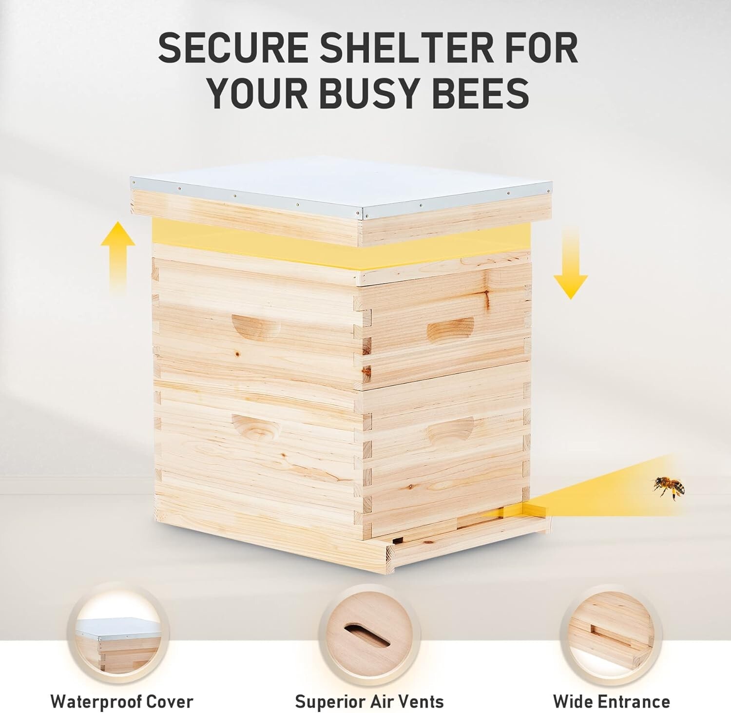User-Friendly 10 Frame Beehive Kit - Includes Super and Brood Box for Beginners