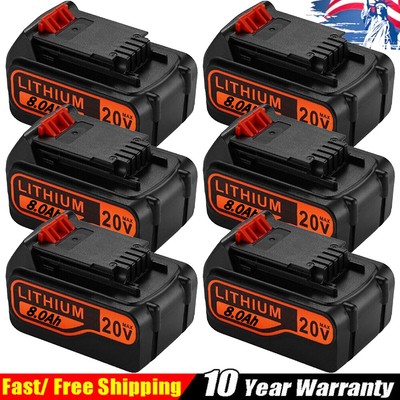 6x 8.0Ah 20Volt LB2X4020 Battery FOR Black & Decker 20V MAX Lithium LBXR20 LBX20