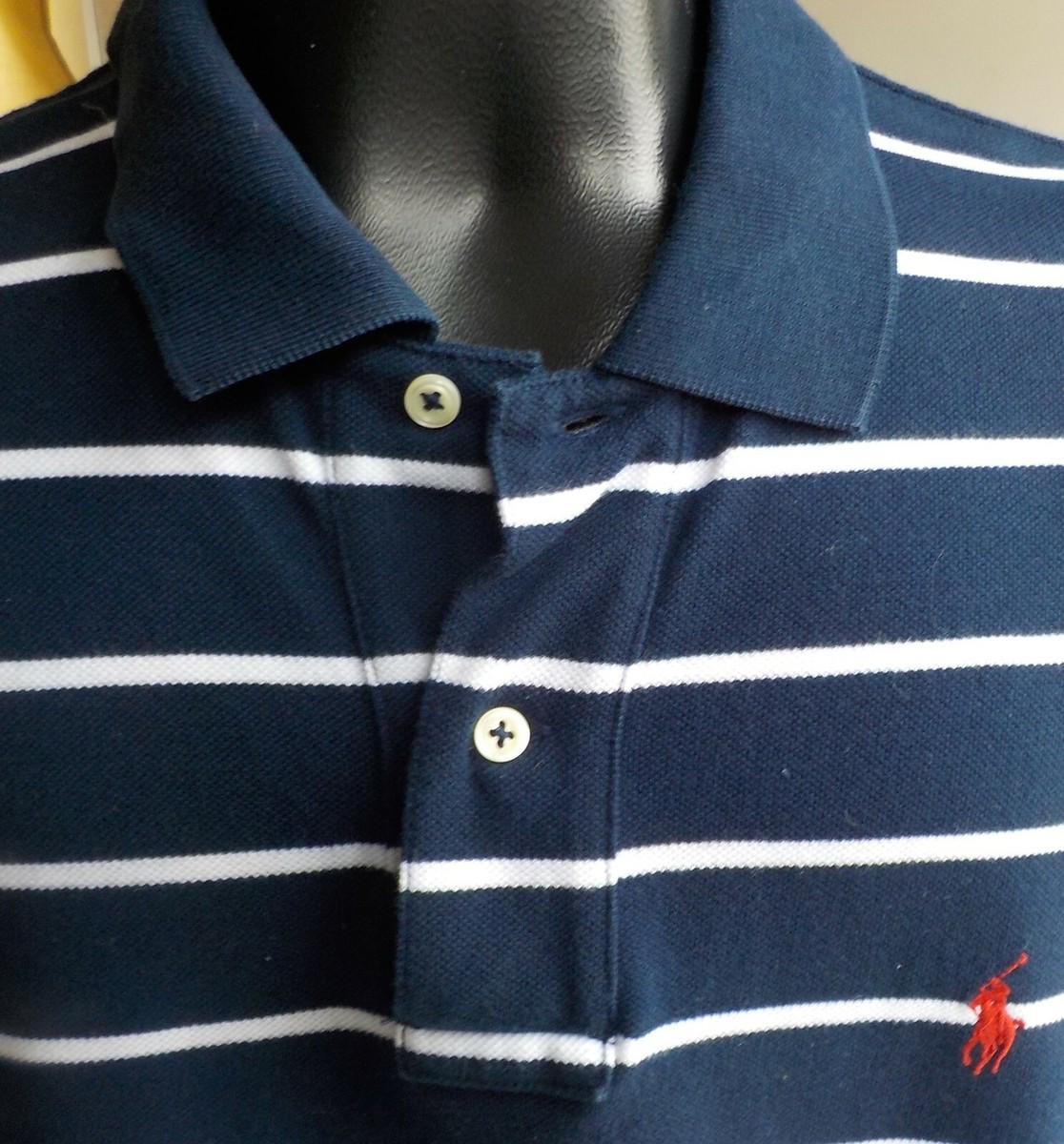 Polo Ralph Lauren 100% Cotton S/S Polo Shirt Navy and White