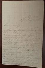 Gilded Age New York - 1800s Socialite Autograph Letter - Eleanor Newbold Morris