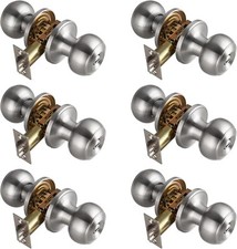 6 Pack Brushed Nickel Door Knobs Interior,Bath  Bed Privacy Door Knob, Keyle...