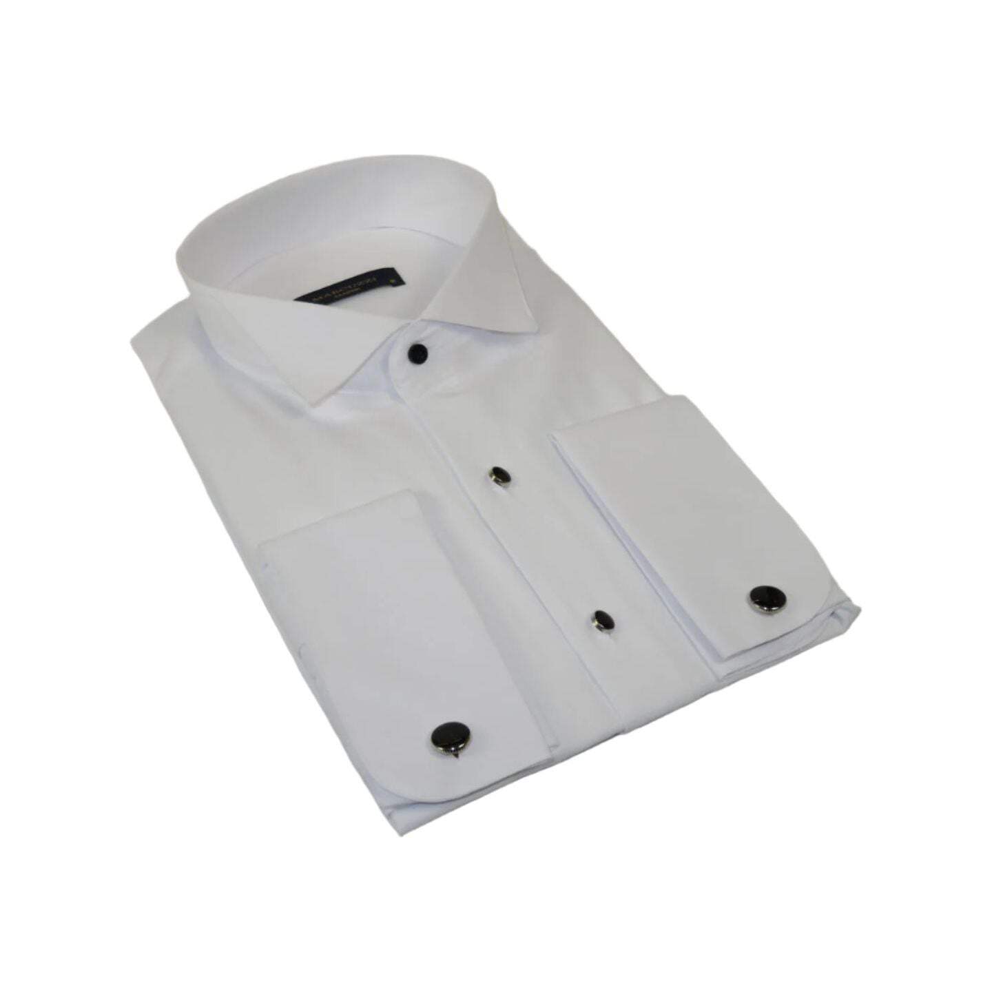 Мужская рубашка-смокинг MARCUZZI Турция, 100% мягкий хлопок, французские манжеты Marc1 Белый