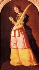Oil painting francisco de Zurbarán - st. apollonia holding branch and tooth 