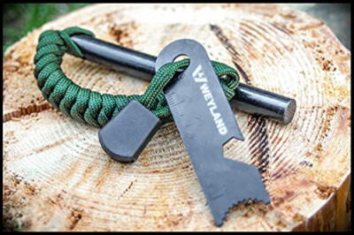 2PK 4 x 3/8'' FERRO ROD Fire Starter Survival Striker Flint + Emergency Paracord