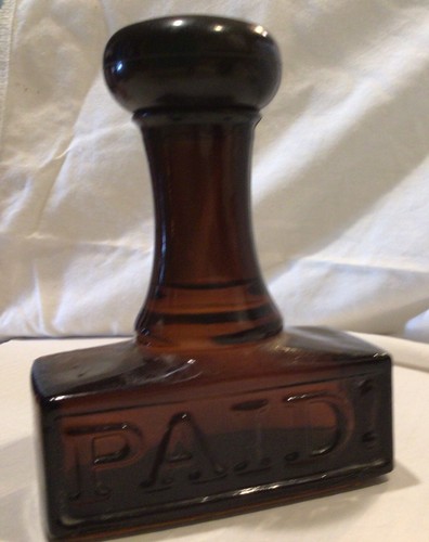 Vintage Avon Paid Stamp Decanter Cologne Bottle Amber Glass Real Rubber Stamp - Picture 3 of 3