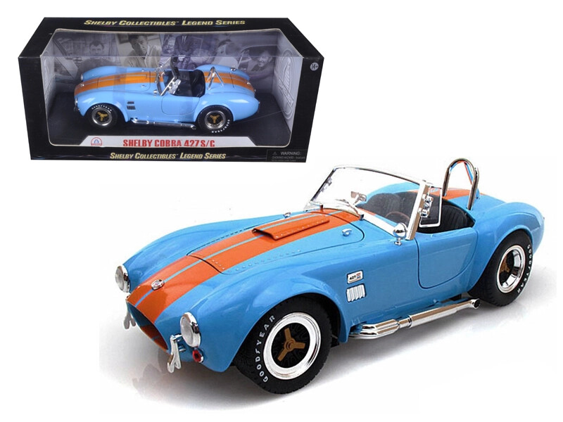1965 Shelby Cobra 427 S/C Blue With Orange Stripes 1/18 Diecast
