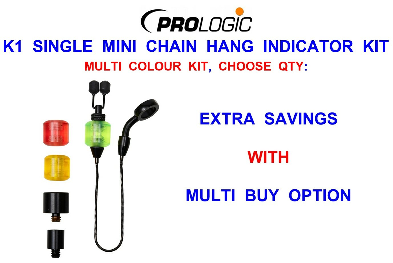 1 PROLOGIC SINGLE K1 MINI COLOUR HANG KIT CARP ROD POD K3 BITE ALARM INDICATOR