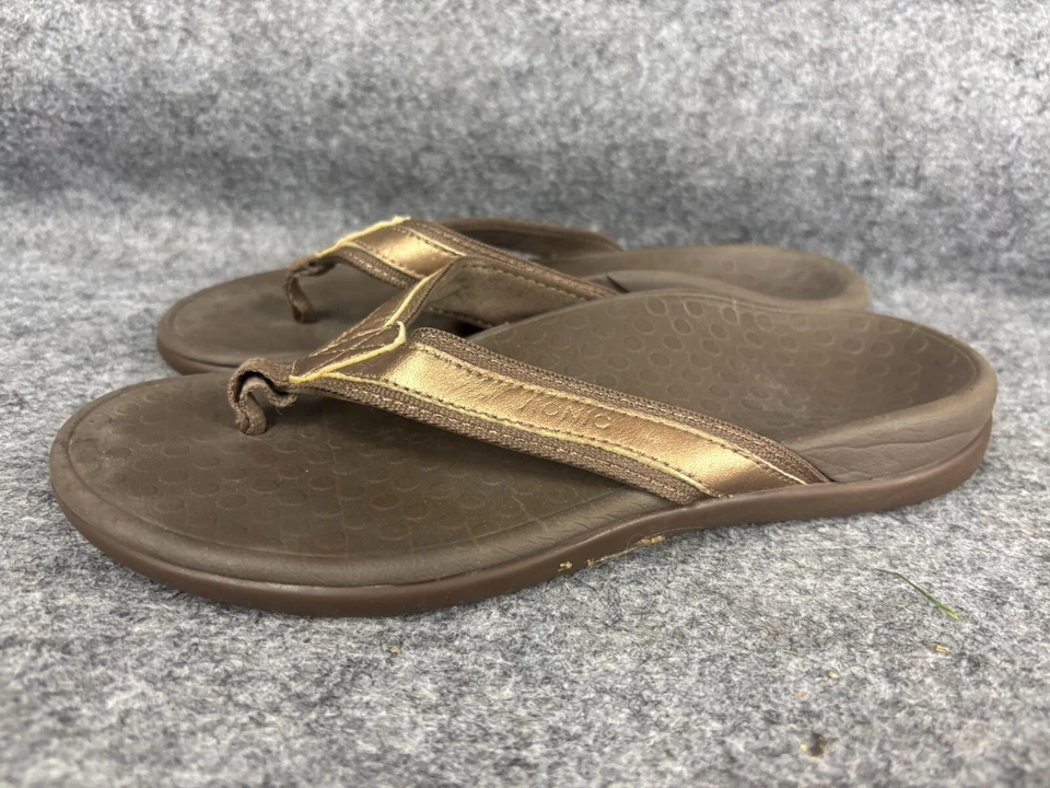 Sandalias chanclas VIONIC Tide II orthaheel para mujer 6 bronce cuero metálico Foto 2 de 4