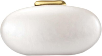 Egg Shape Acrylic Evening Bag White Clutch Purse for Women, Cute Handbag for Wed