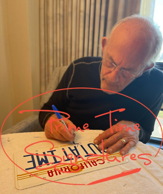 Christopher Lloyd Signed Outatime License Plate Back to the Future