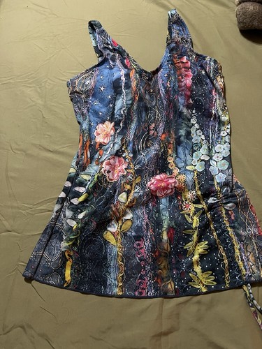 Two Piece Floral Large Swimsuit Tankini - Picture 2 of 3