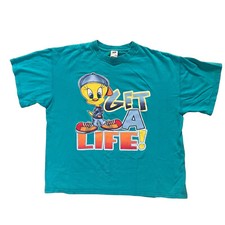Vintage 90s Looney Tunes Tweety Bird Get A Life T Shirt Sz XL