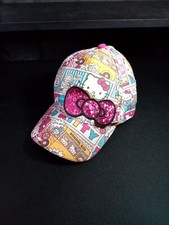 Hello kitty by Sanrio girls hat pink cat. One size kids With Glitter Bow Cap