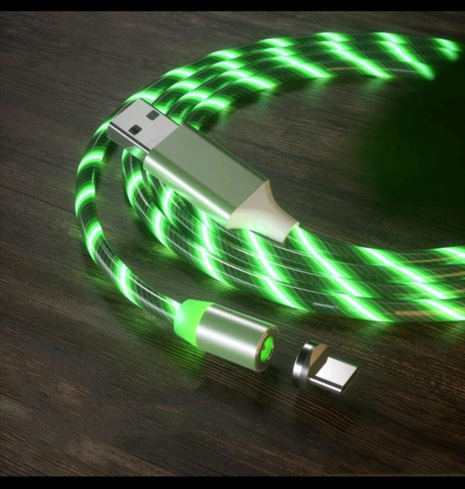 Glowing Flowing 3 in 1 LED Magnetic Phone Charger for Type C IOS Micro USB Cable - Image 3 of 4