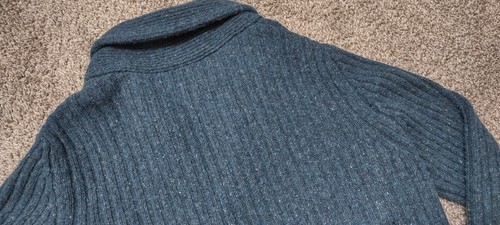 Pendleton Sweater Men Medium M Shawl Slim Cargidan Blue Donegal Lambs Wool Blend - Picture 9 of 15