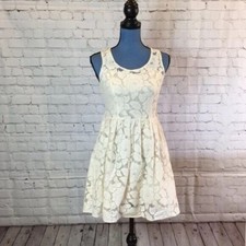 Just Ginger Dress Ivory Lace Lined Sleeveless Medium