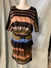 VINCE CAMUTO Multicolored Striped Loose Fit Sheath Dress +Pockets Size 4 NEW/NWT