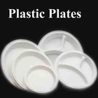 STRONG WHITE PLASTIC DINNER PLATES Party Round Lipped Disposable Plates