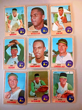 Lot of 9 1968 Topps Oakland A'S vintage cards, JIM NASH, BERT CAMPANERIS