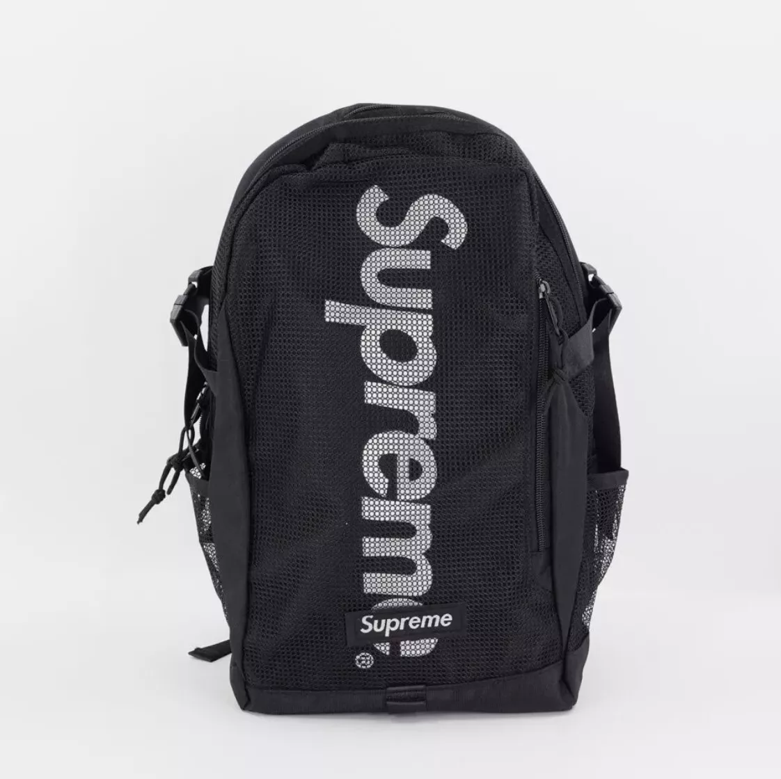 Sac à dos de marque designer noir Supreme SS20 en maille S neuf avec étiquette