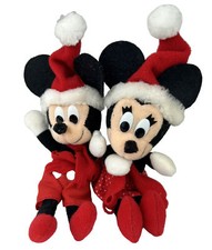 Applause Mickey Minnie Santa Plush Christmas Doll Lot Disney