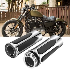 1" Handlebar Hand Grips Throttle Grip For Harley Honda Yamaha Suzuki Kawasaki