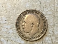 1921 Great Britain UK  1 One Florin Circulated Coin Silver coin King George V