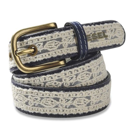 Diesel Biobo Sz6 85/34 Womens Navy Blue Leather Lace Belt BNWT l