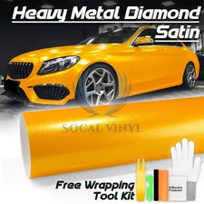Heavy Metal Diamond Satin Dandelion Yellow Car Wrap Vinyl Sticker Sheet Film DIY