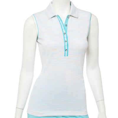 Ep Pro Women's Sleeveless Space Dye Jac Golf Polo 5650NFA 113 White Multi NWT