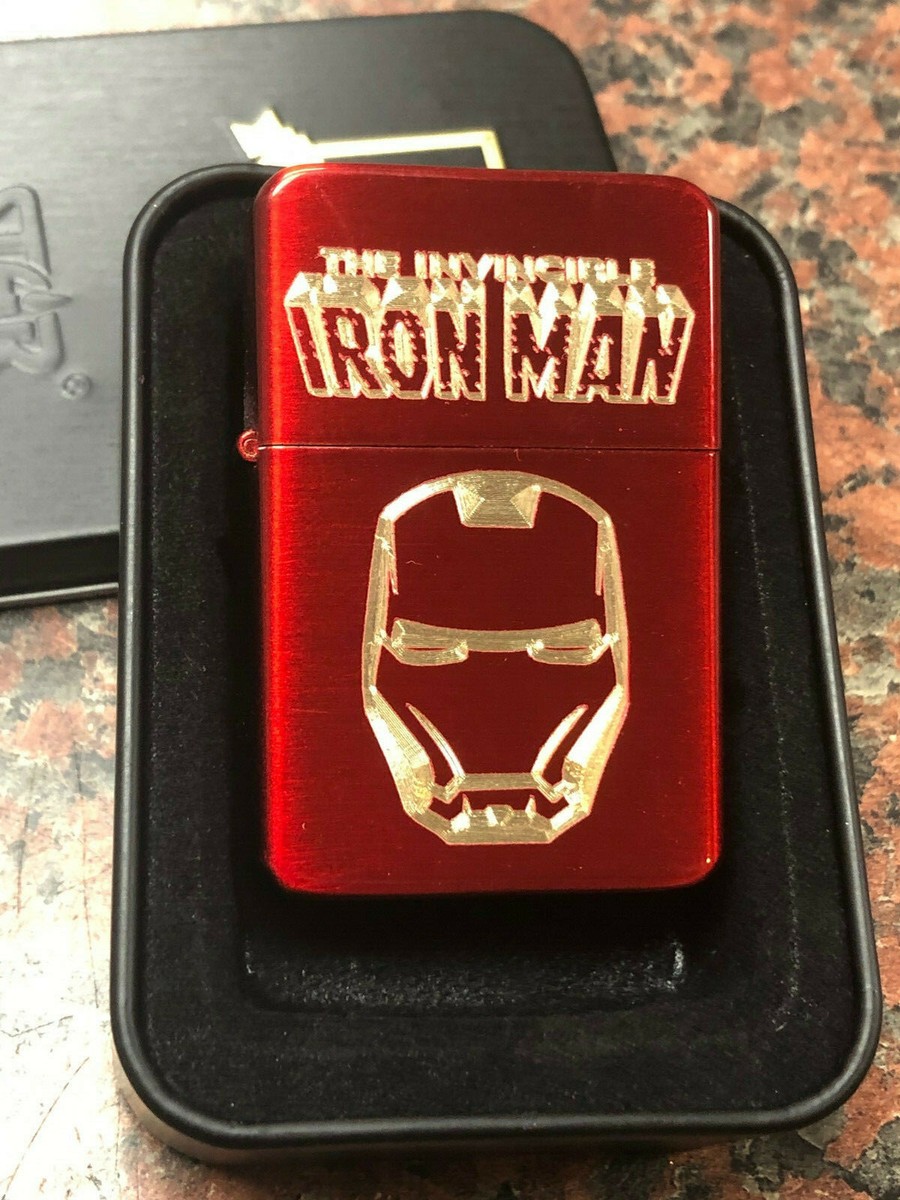 IRON MAN logo LIGHTER Red Ice w/ Box *FREE ENGRAVING* Marvel Avengers tony  stark
