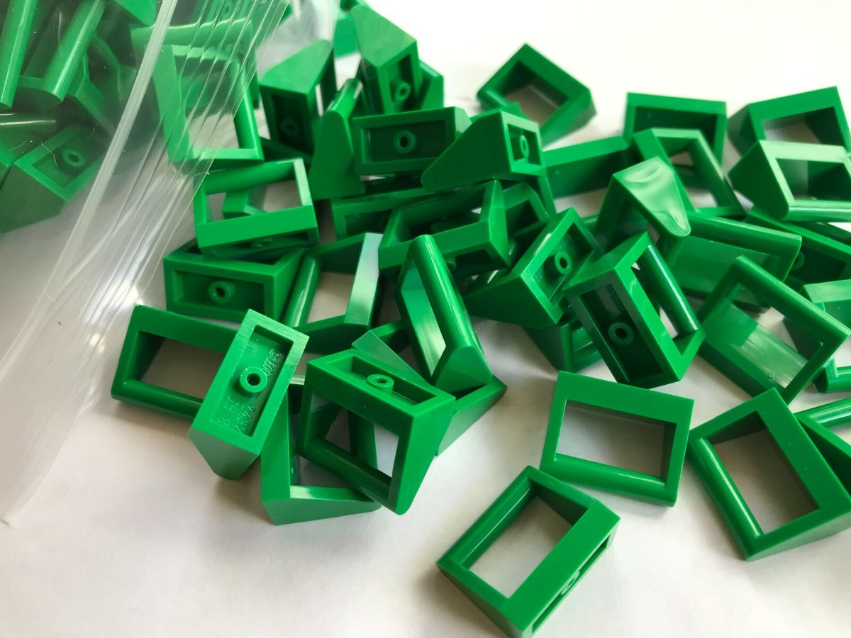 green　セット LEGO- NEW #2432-GREEN-TILE MODIFIED 1 X 2 W/ BAR HANDLE-25 PIECES