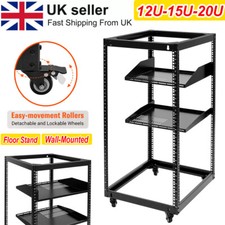 12U/15U/20U 4 Post Open Frame Server Rack Network Enclosure with Metal Wheels