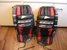 GAME USED CHICAGO BLACK HAWKS GOALIE PADS GREAT "USED" CONDITION DOMINIK HASEK ?