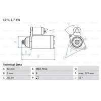 Bosch Anlasser Starter 1.7Kw FüR Audi A4 Avant A6 VW Passat Variant