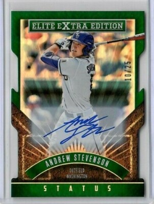 ANDREW STEVENSON 2015 Elite Extra Edition DIE CUT GREEN STATUS RC AUTO #/25