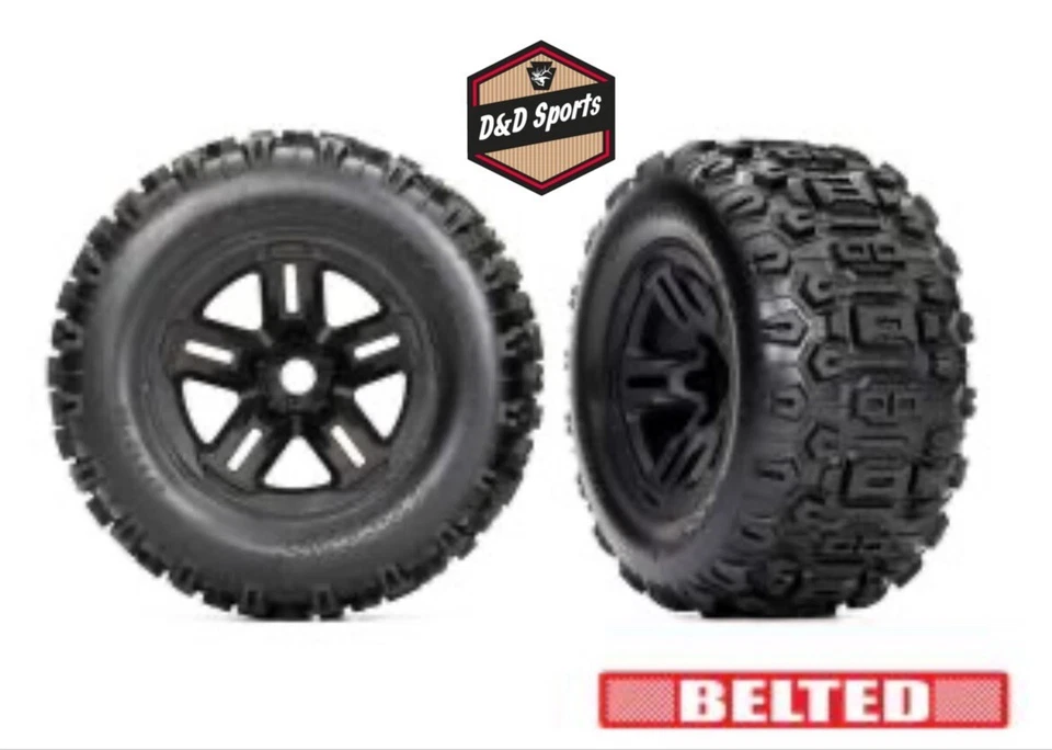 Traxxas 9573 - Tires & Wheels Belted Sledgehammer (Black Wheels) Sledge - Image 1 of 1