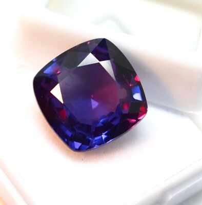 Color Changing Alexandrite 16.30 Carat Cushion Shape Loose Gemstone For Sale.