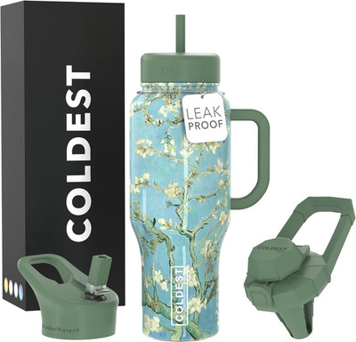 Coldest 36oz Insulated Tumbler Handle Straw Spill Proof Stainless Steel Cup