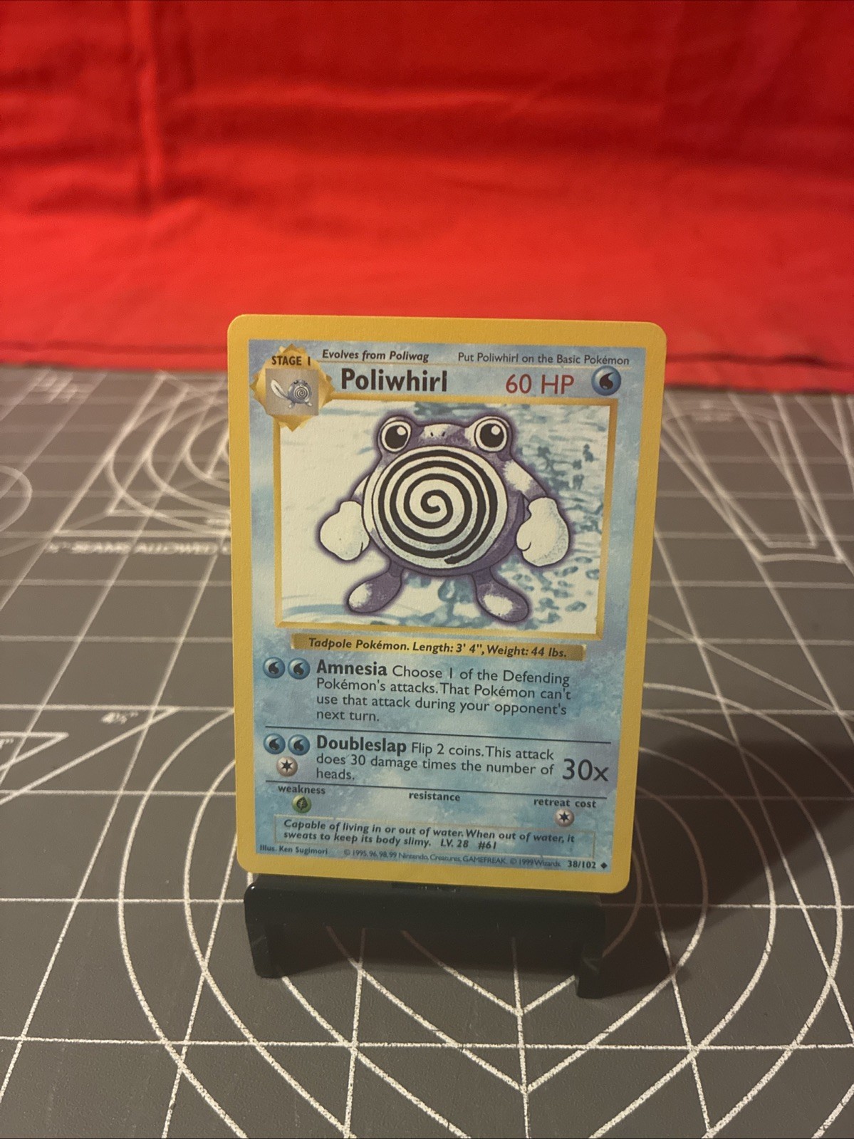 Vintage 1999 Pokemon Shadowless Poliwhirl 38/102 Card NM