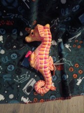 Rare Wild Republic 12.5 Orange Pink Sea Horse Dad 3 Babies Stuffed Plush