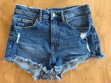 H M Divided Denim Shorts Size 8 Distressed Raw Hem