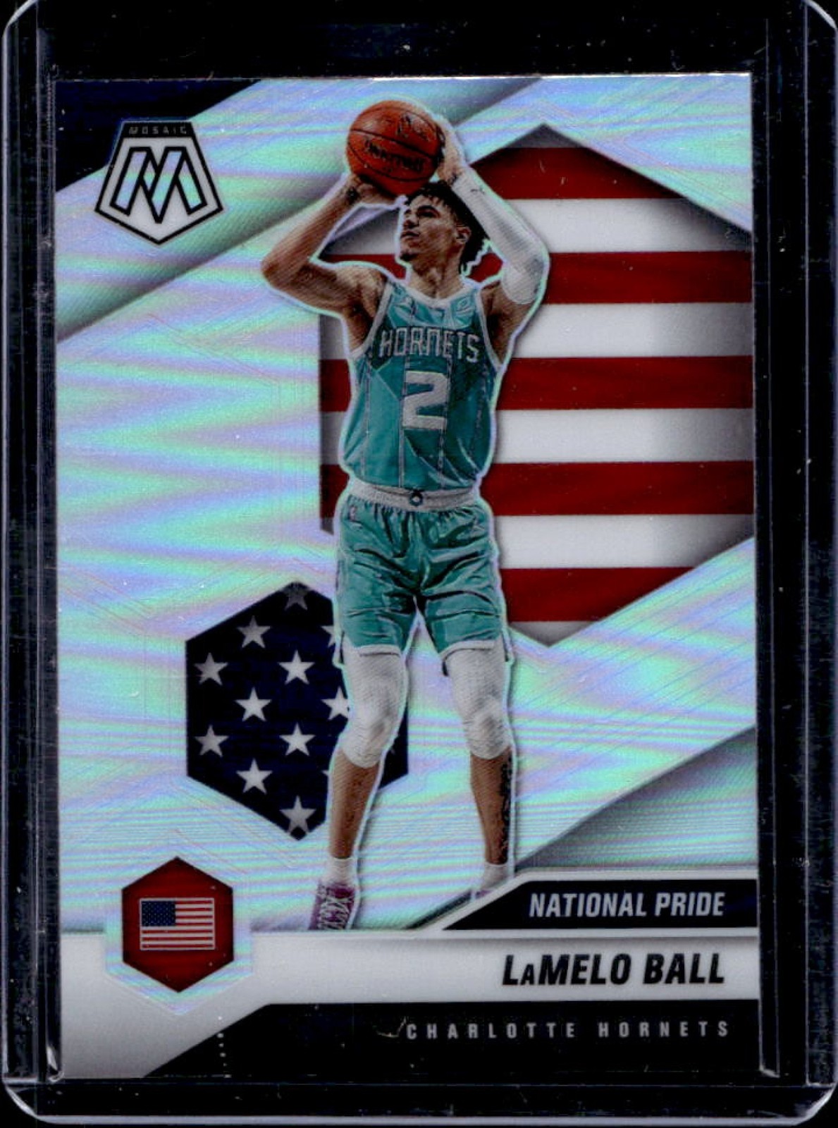 2020-21 Mosaic LaMelo Ball Silver Rookie RC National Pride #257 Hornets