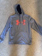 Under Armour Boys Medium Gray Cold Gear Hoodie Pullover Sweatshirt Loose Fit