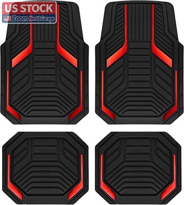 US Stock PIC AUTO Heavy Duty Car Floor Mats Red Anti-Slip All Weather
