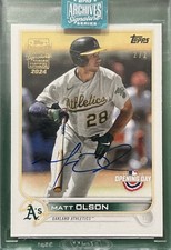 2024 Topps Archives Signature Matt Olson 2022 Opening Day Sp Auto #2/2 Bookend