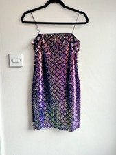 Topshop Sequin Mini Dress UK 6 Multicolour Bodycon Strappy Party Evening Dress