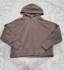 Zara Women's Brown Cotton Blend Hoodie Pullover Size S Long Sleeve Sweatshirt