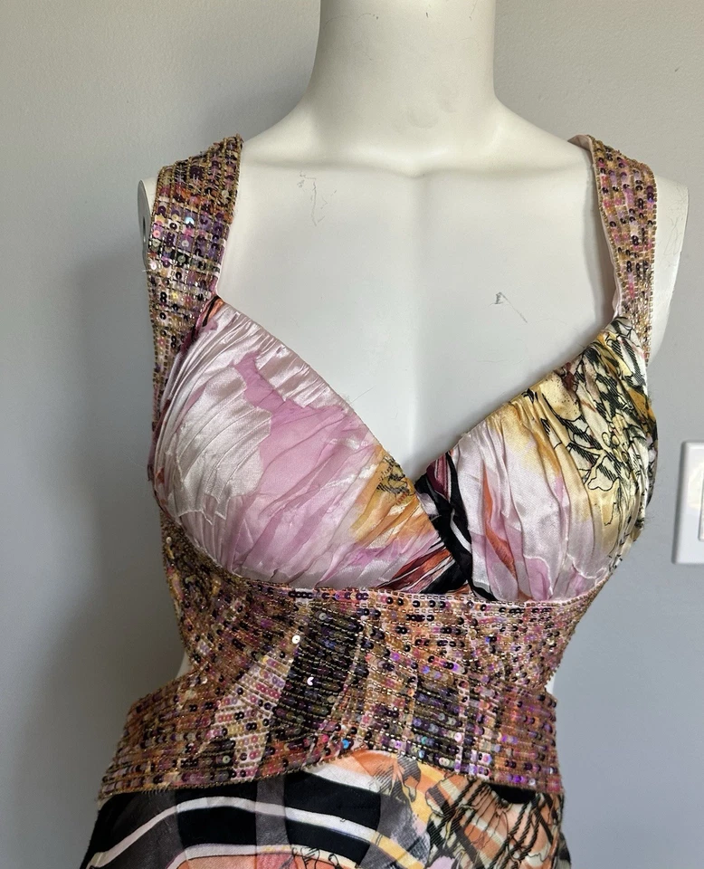 Dave & Johnny 作者 Laura Ryner 真丝串珠吊带礼服 5/6 连衣裙舞会热带 4 — 第 4/4 张图片