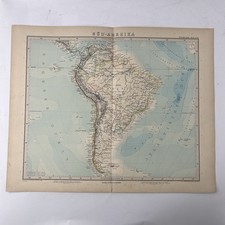 Mappa Sud America Petermann Stieler Atlas 1891 Gotha litografia